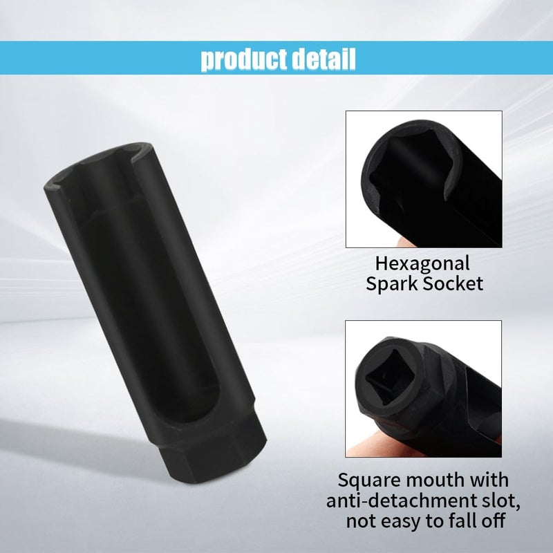 GLSOWEE Car Oxygen Sensor Socket with Side Wire Cutout, 3/8 Inch Drive ×7/8 Inch (22mm) with 3/4" Opening, Oxygen Sensor Offset Removal, Universal 6-Point O2 Installation Tool - Image 3